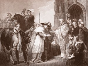 Kardinál Wolsey v Leicester Abbey, vyryto R. Waltherem (litho)