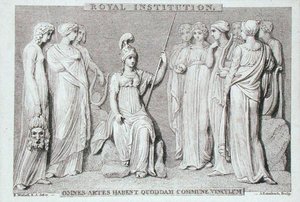 Karta Royal Institution, vyrytá A. Rannbachem, ze sešitu Michaela Faradaye (rytina)