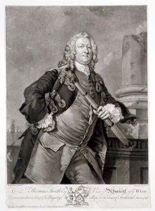 Portrét admirála Thomase Smithe († 1762) viceadmirála z Bílého, vyryl John Faber (1684-1756) 1746 (rytina) od Richard (after) Wilson