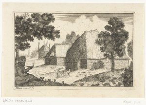 Dvě farmy s mužem, který kouří dýmku Farmhouses (název série) od Richard Adam