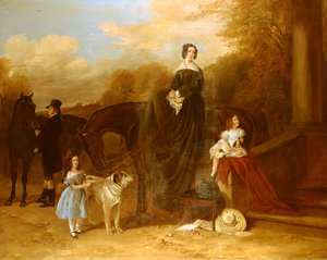 Rodina se svými lovci a psy mimo panství, 1841 od Richard Ansdell