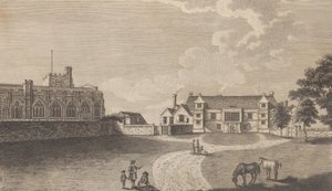 Starověký arcibiskupský palác v Maidstone, od Edwarda Hasteda, The History and Topo..., 1782.