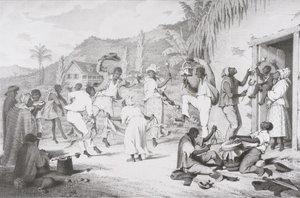 Black Dance, teoksesta "West India Scenery with Illustrations of Negro Character", painatus R. Jennings