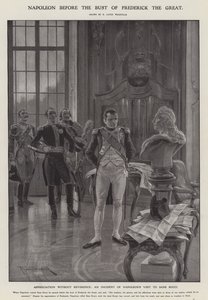 Napoleon před bustou Fridricha Velikého (litho)