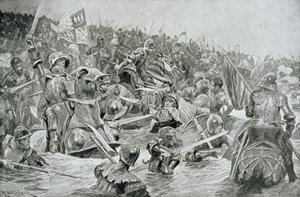 Bitva u Towtonu v roce 1461, ilustrace z Hutchinsonova „Příběhu britského národa“