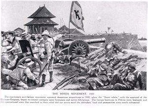 Boxerské hnutí, ilustrace z „Hutchinsonových dějin národů“, kolem roku 1910
