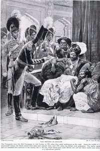 Britové na Cejlonu, ilustrace z „Hutchinsonova příběhu britského národa“, kolem roku 1923
