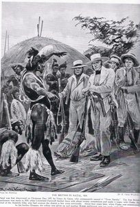 Britové v Natalu v roce 1824, ilustrace z „Hutchinsonova příběhu britského národa“