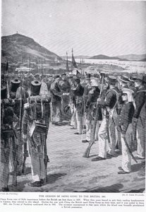 Postoupení Hongkongu Britům, 1841, ilustrace z knihy "Hutchinson