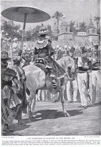 Kapitulace Rangúnu Britům, 1824, ilustrace z 
