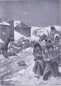 Nekonečný pochod na východ: Známý pohled na cestě, ilustrace zCassells History of the Russo-Japanese War Vol 1, cca 1900 od Richard Caton Woodville