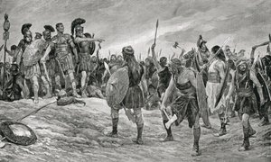 Vespasián zachráněný svým synem Titem, ilustrace z "Hutchinson