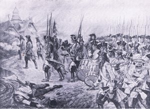 Blenheim, 13. srpna 1704: Útok na vesnici, ilustrace z britských bitev na souši a na moři, 1915 od Richard Caton Woodville junior
