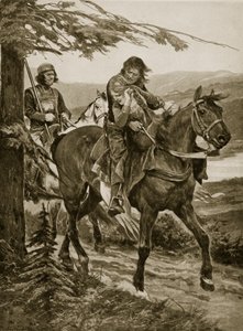Král Dermot nese Devorgila, ilustrace z „Hutchinsonova příběhu britského národa“, kolem roku 1920 od Richard Caton Woodville junior