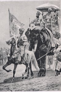 Siraj-ud-Daulah v Plassey, 23. června 1757, ilustrace z britských bitev na zemi a na moři, 1915