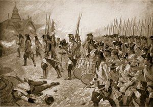 Bitva u Blenheimu: Útok na vesnici, ilustrace z knihy "Hutchinson