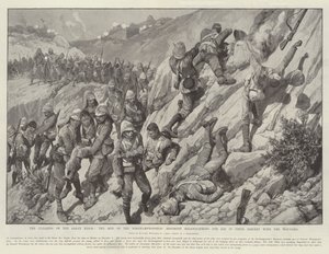 Clearing of the Saran Ridge, Muži z Northamptonshire Regimentu heliograficky hledající pomoc při sestupu s raněnými