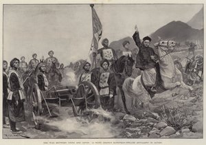 Válka mezi Čínou a Japonskem, evropské vrtané dělostřelectvo Li Hung Changa v akci od Richard Caton Woodville junior