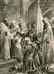Pomazání Edwarda mučedníka při jeho korunovaci od Richard Caton Woodville junior