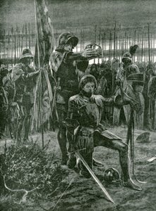 Neformální korunovace Jindřicha VII lordem Stanleym na bitevním poli Bosworth, 22. srpna 1485 od Richard Caton Woodville junior