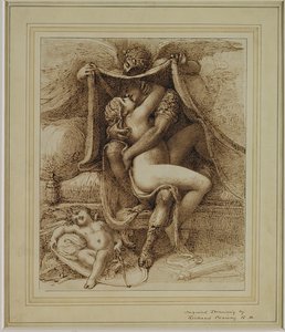 Venuše a Mars, cca 1790 (pero a hnědý inkoust na papíře) od Richard Cosway