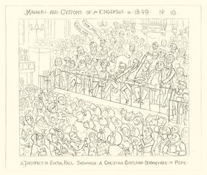 1849, Vyhlídka na Exeter Hall s křesťanským gentlemanem odsuzujícím papeže od Richard Doyle