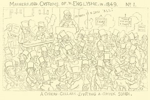 Jablečný sklep během komické písně (rytina) od Richard Doyle
