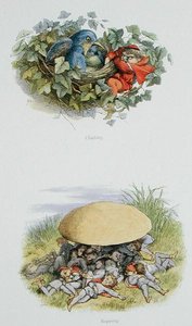 Šplhání a odpočinek, ilustrace z knihy "V pohádkové zemi: Allinghama a Andrewa Langa (barevná litografie). od Richard Doyle