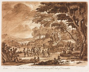 Liber Veritatis: č. 108, Krajina s tančícími satyry a nymfy, 1775. od Richard Earlom