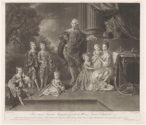 Portrét Jiřího III., krále Spojeného království, a jeho rodiny Jejich nejposvátnější Veličenstva George III. a královna Charlotte (titul na předmětu)