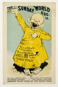 The Sunday World 16. srpna: Say, Im der Yellow Kid of Hogans Alley..., asi 1895-98 litho od Richard Felton Outcault