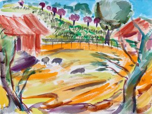 Barnyard with Sheep, Napa Valley, 2016 od Richard Fox