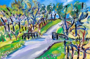 Walking up the Road, 2021 (olej na plátně) od Richard Fox