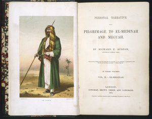 Nimisivu Richard F. Burtonille, "Raportti pyhiinvaelluksestani Medinaan ja Mekkaan", osa 1., 1855 od Richard Francis Burton