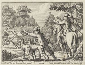 Herten gejaagd door jachthonden Coursing Daněk (název na objektu) Jacht Partijen (název série) Několik způsobů lovu, Hawkingu a rybolovu, podle anglického způsobu (název série) od Richard Gaywood (possibly)