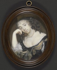 Elizabeth Dormer, hraběnka z Carnarvonu († 1677) (rozená Capel), kolem 1665 (tělová barva na pergamenu položená na kartě)