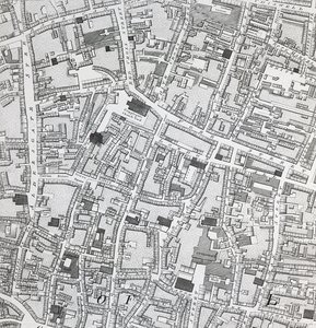 Pouliční mapa Londýna kolem Guildhallu, kolem roku 1795 (tisk)