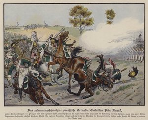 Granátnický prapor prince Augusta Pruského v bitvě u Prenzlau, 28. října 1806 (barevné foto)
