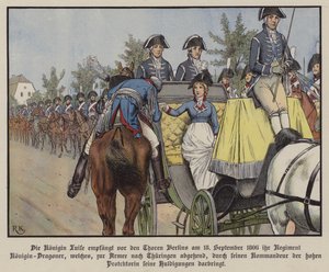 Pruská královna Louise hodnotí svůj regiment dragounů v Berlíně