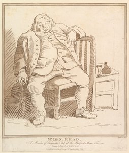 Pan Ben: Read, člen Hogarths Clubu v Bedford Arms Tavern, Drawn b..., 27. listopadu 1781.