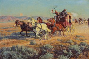 Dostavník pronásledovaný Mounted Indians, 1912 od Richard Lorenz