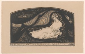 Ležící žena a dítě Návrh náčrtu pro sgrafito (název na objektu) od Richard Nicolaüs Roland Holst