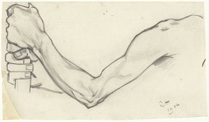 Studie levé paže držící hůl od Richard Nicolaüs Roland Holst