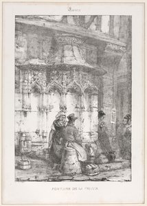 Architektonické pozůstatky a fragmenty: Rouen - Fontána La Crosse od Richard Parkes Bonington