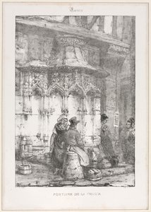 Architektonické pozůstatky a fragmenty: Rouen - Fontaine de la Crosse, 1827. od Richard Parkes Bonington