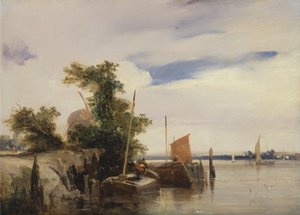 Čluny na řece od Richard Parkes Bonington