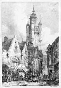 Bergues: Tržní věž od Richard Parkes Bonington