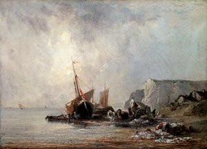 Lodě na pobřeží Normandie, 1823. od Richard Parkes Bonington