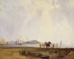 Krajina poblíž Quilleboeuf, Francie, kolem 1824-25 (olej na plátně) od Richard Parkes Bonington