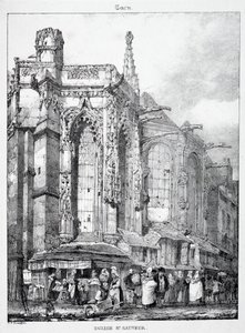 Pozůstatky a fragmenty architektury ze středověku: Kostel sv. Sauveura, Caën od Richard Parkes Bonington